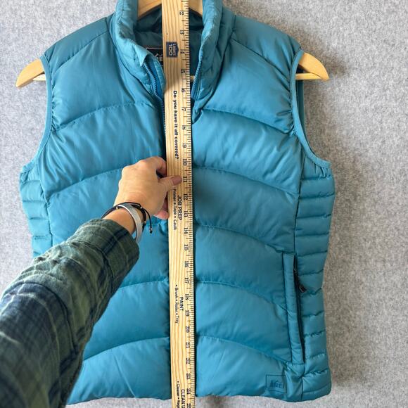 REI Goose Down Puffer Vest Women’s XS Blue Winter Ski Outdoors Hiking Warm - Picture 9 of 10